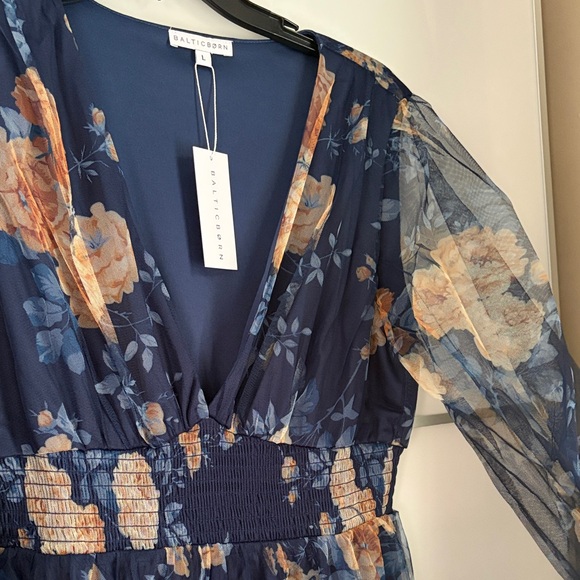 Baltic Born Navy and Copper Floral Long Sleeve Dress - Picture 3 of 7